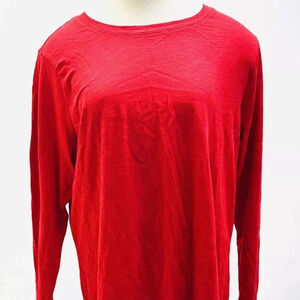 NWT SONOMA Women Long Sleeve Pullover Crew Neck 100% Cotton Red Shirt Size XXL